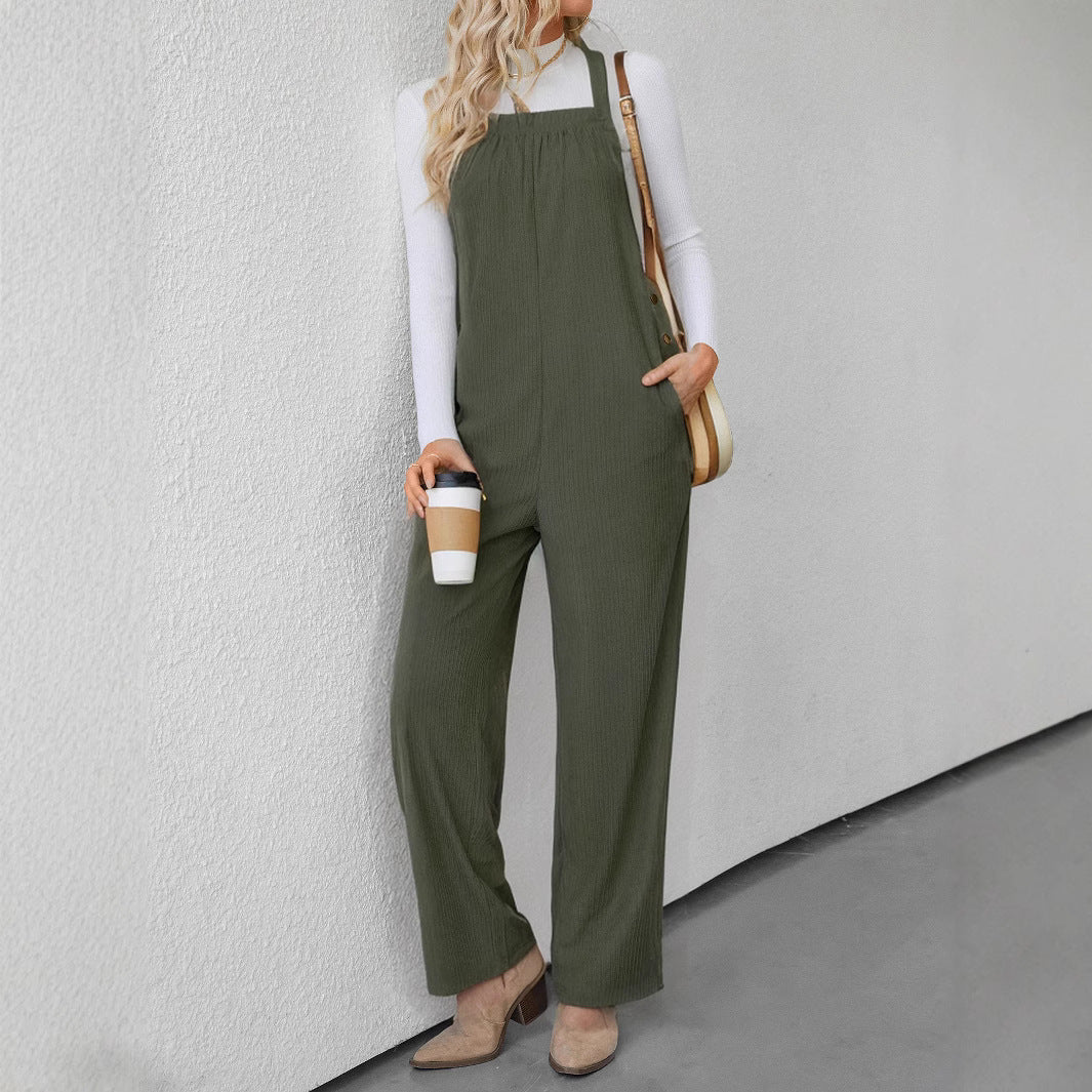 IvyShape | Relaxed Loose Solid Color Jumpsuit