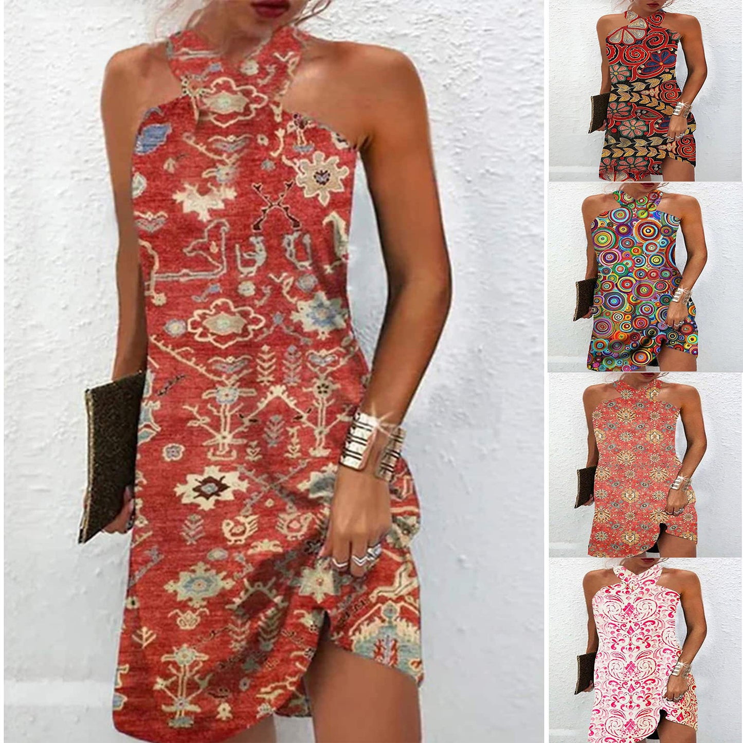 Women's Short Dress with Creative Circle Design Ivyshape