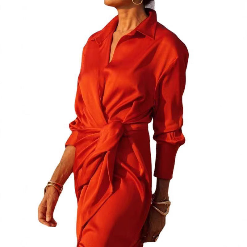 Ladies Elegant Wrap Maxi Dress with Feminine Cut and Side Slit Ivyshape