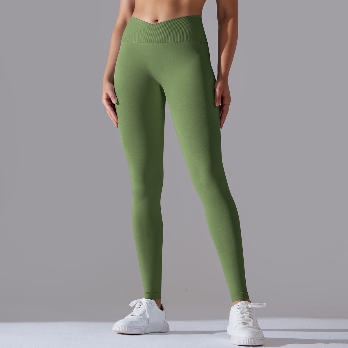 Women's High-Waisted Fitness Leggings with Functional Seam Detailing and High Elasticity Ivyshape