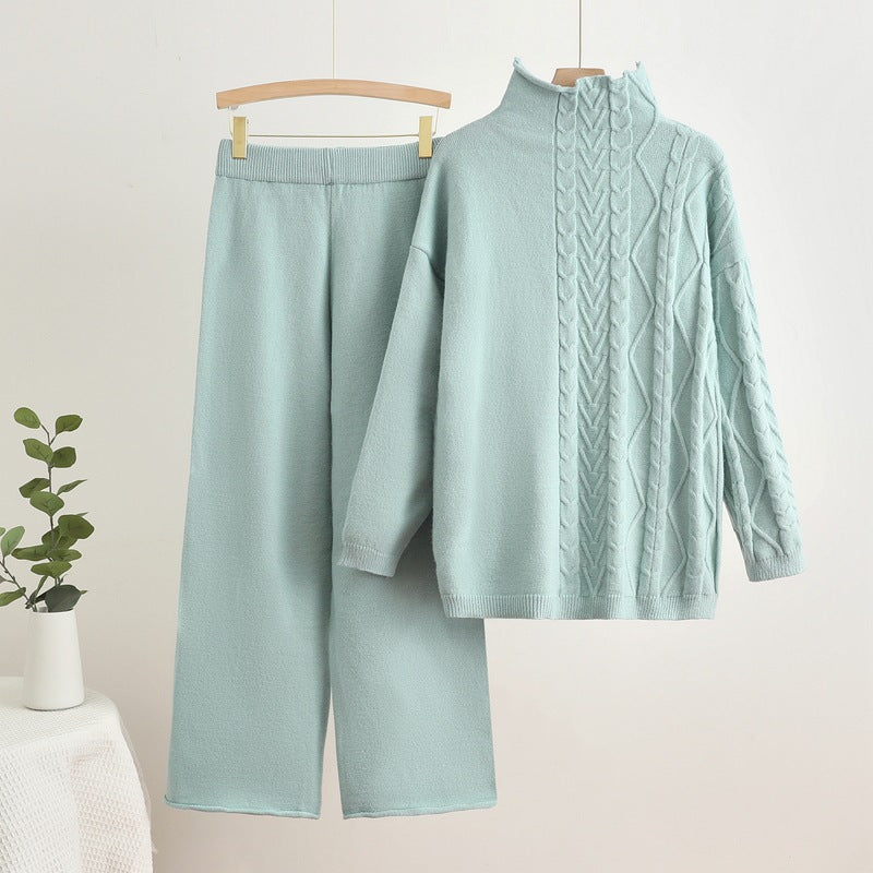 IvyShape | Combined warm turtleneck sweater and pants set