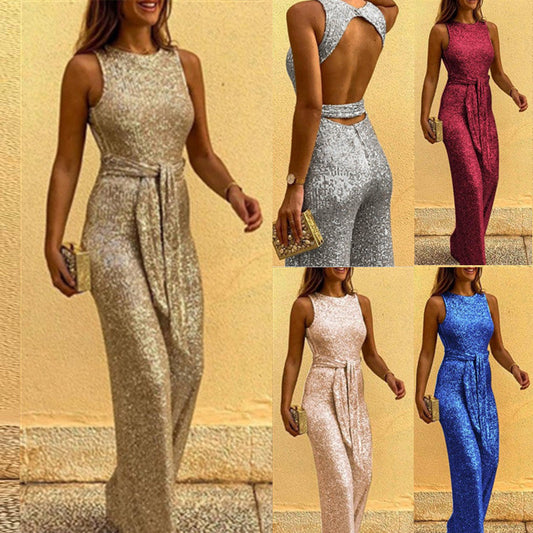 IvyShape | Sequin Silver Dot Jumpsuit