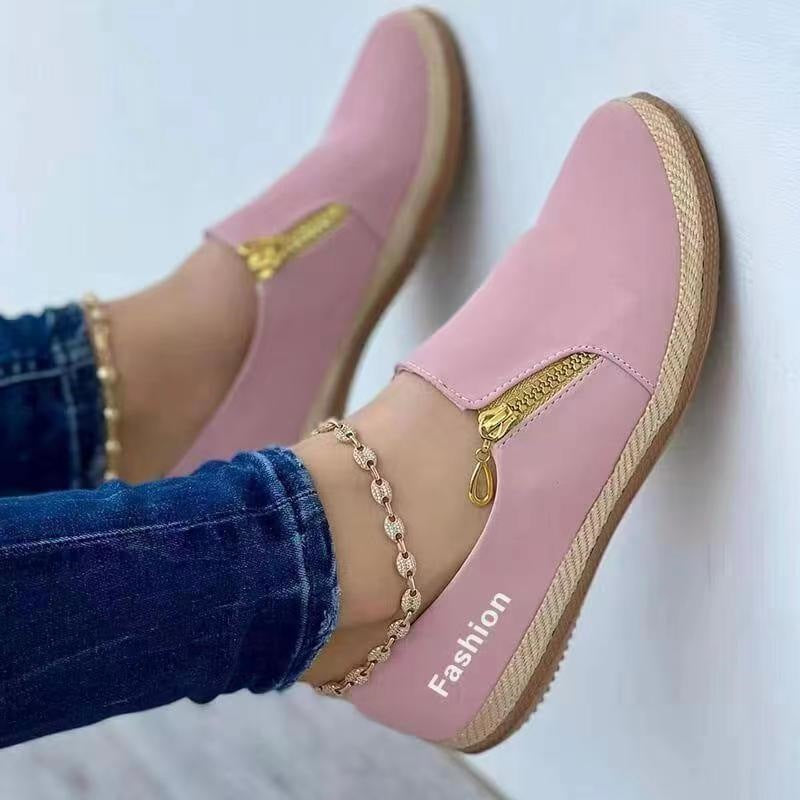 Women Elegant Slip-On Shoes with Glitter Zipper Ivyshape