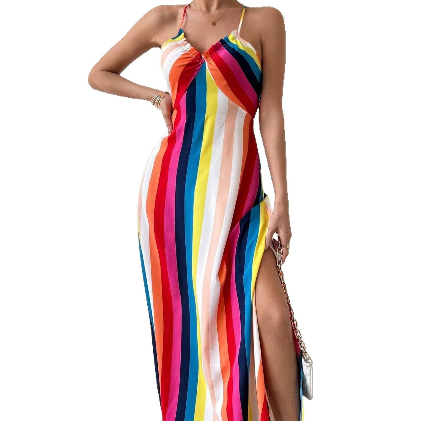 Women's maxi dress with modern wrap design and flared skirt Ivyshape