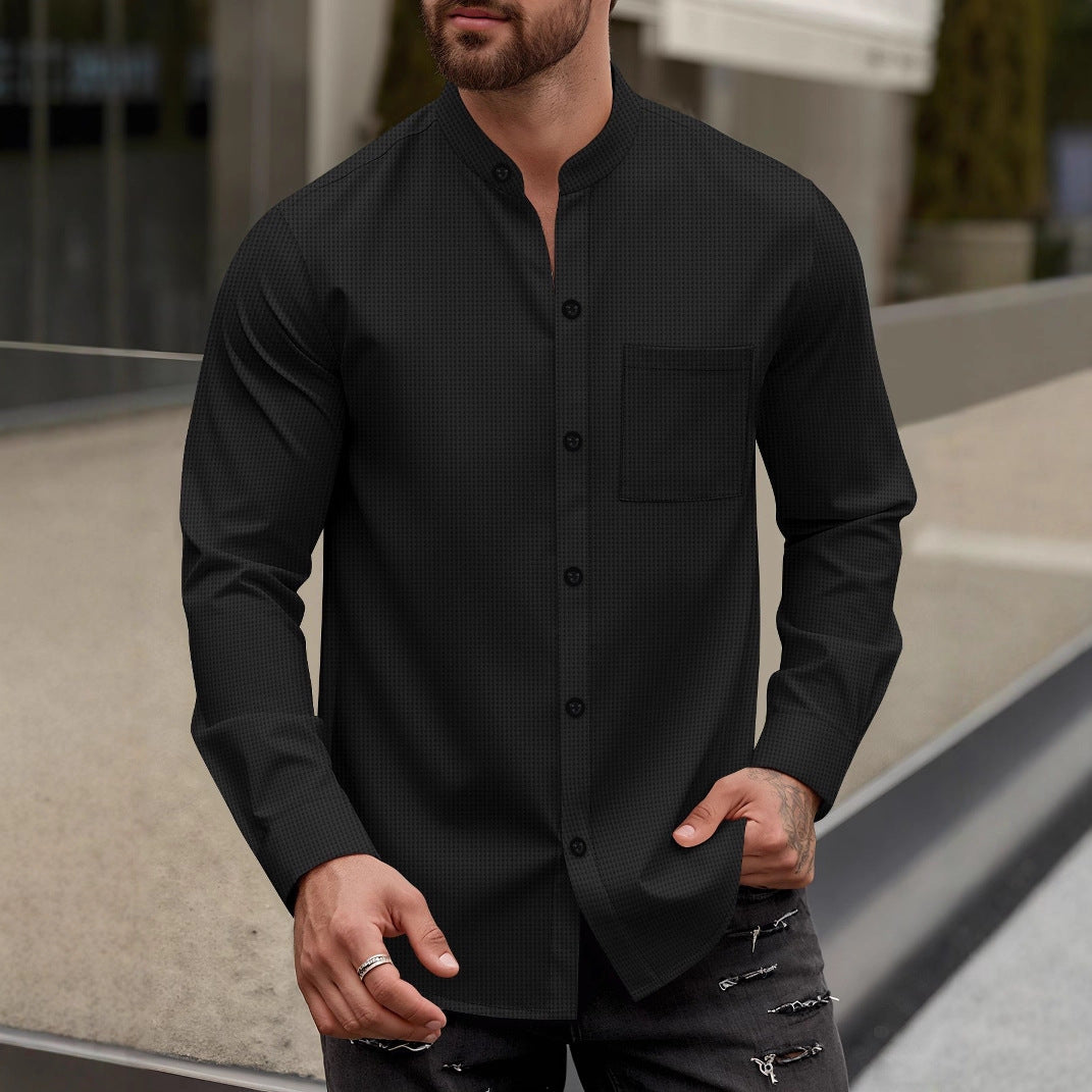 Men's Elegant Shirt with Stand Collar Ivyshape