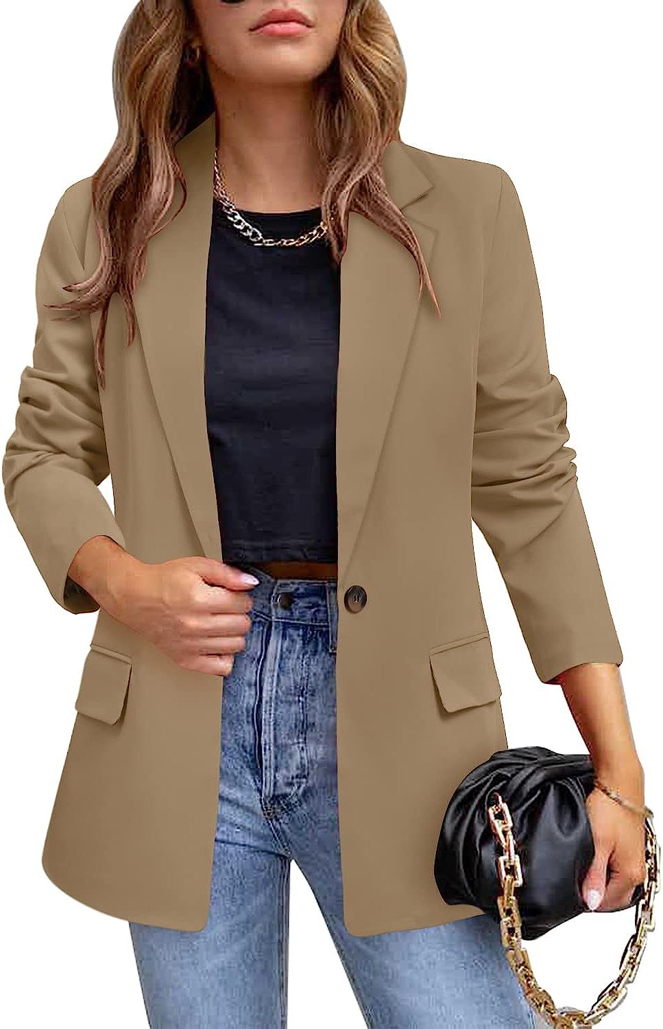 Women's trendy blazer with tailored cut and large pockets Ivyshape
