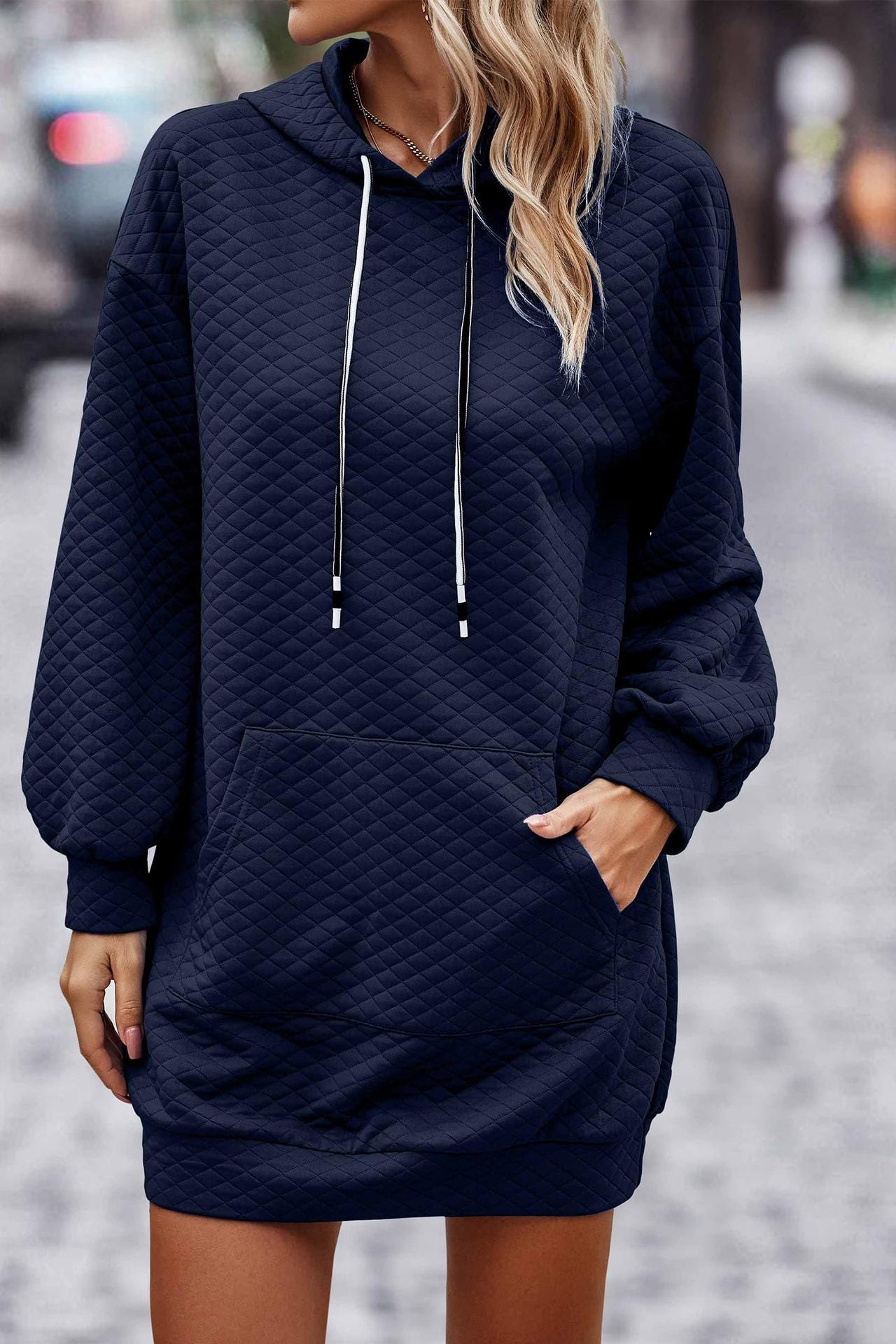 Women’s Oversized Hoodie Dress made of high-quality Sweat Fabric with Texture Ivyshape