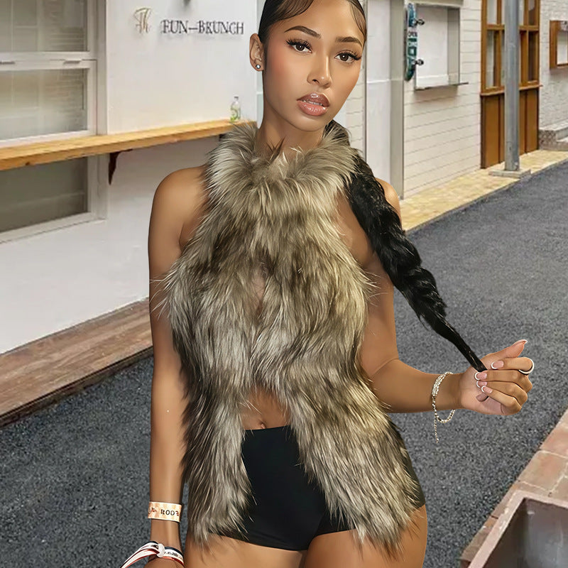 Women Faux Fur Vest Ivyshape