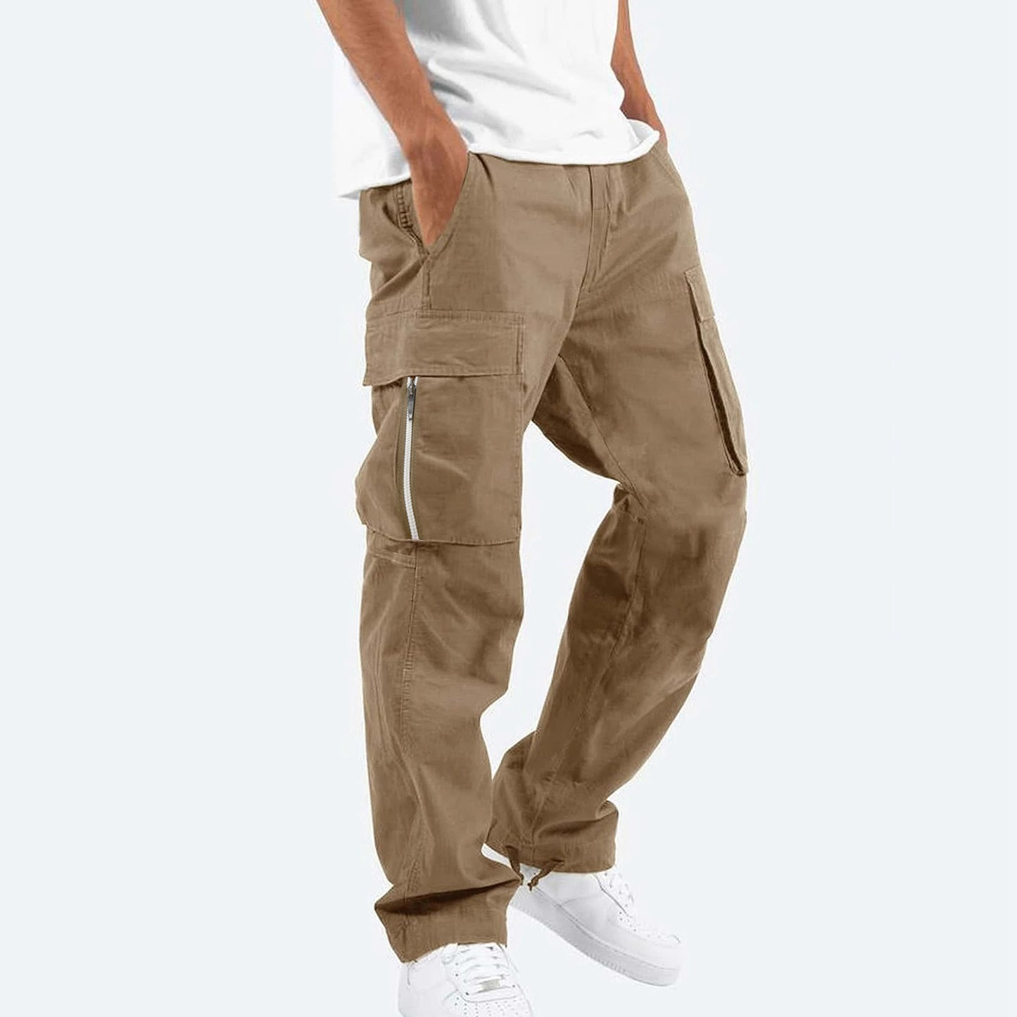 Men's robust cargo jeans with side zipper pockets Ivyshape