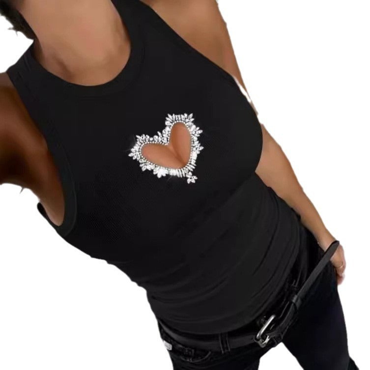 Women's tank top with sparkling heart neckline and subtle embellishments Ivyshape
