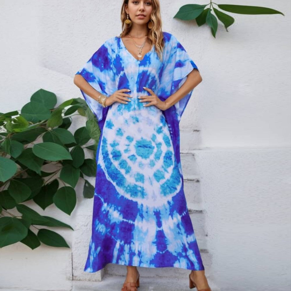 Women Tie-Dye Bohemian Maxi Dress Ivyshape