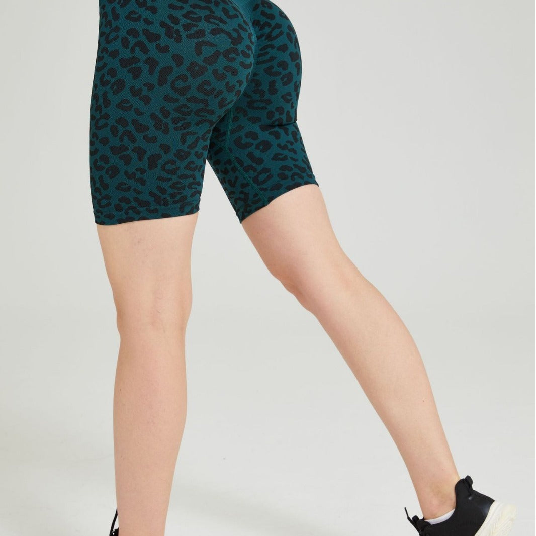 Women's Sporty Bike Shorts with Innovative Leopard Pattern Ivyshape