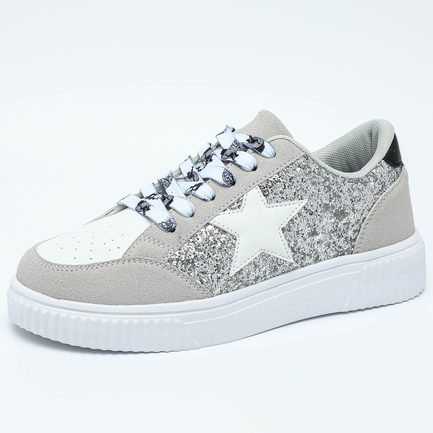 Women Sparkling Sneakers with Glittering Surface and Sporty Design Ivyshape