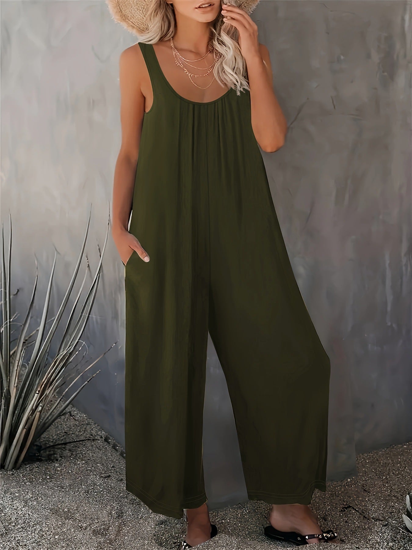 IvyShape | Relaxed Casual Sleeveless Vest Jumpsuit