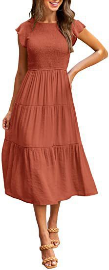 Women's Maxi Dress with Ruffles and Elastic Waist Ivyshape