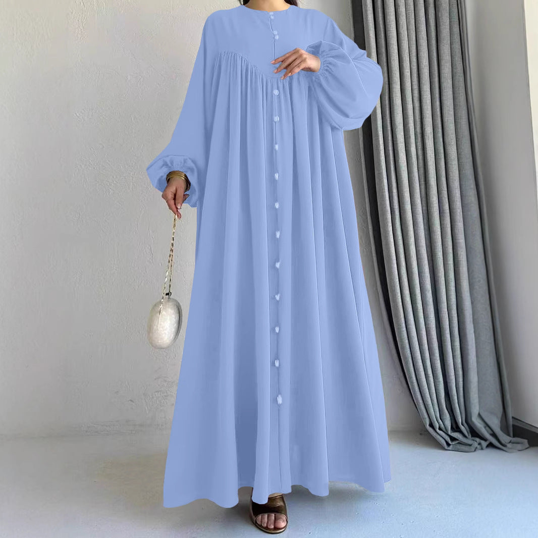 Women's Maxi Silhouette Dresses with Button Details and Feminine Cut Ivyshape