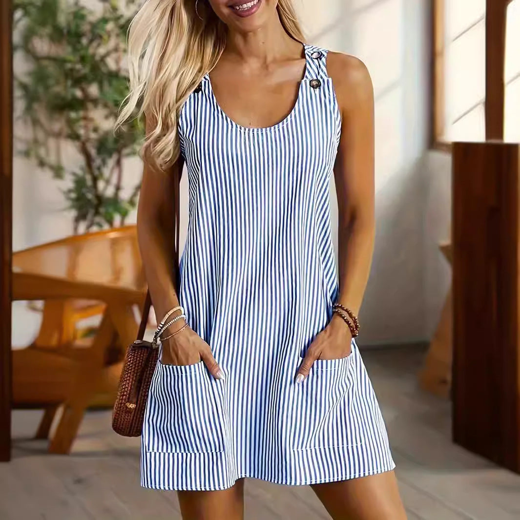Ladies casual summer dress with practical side pockets Ivyshape