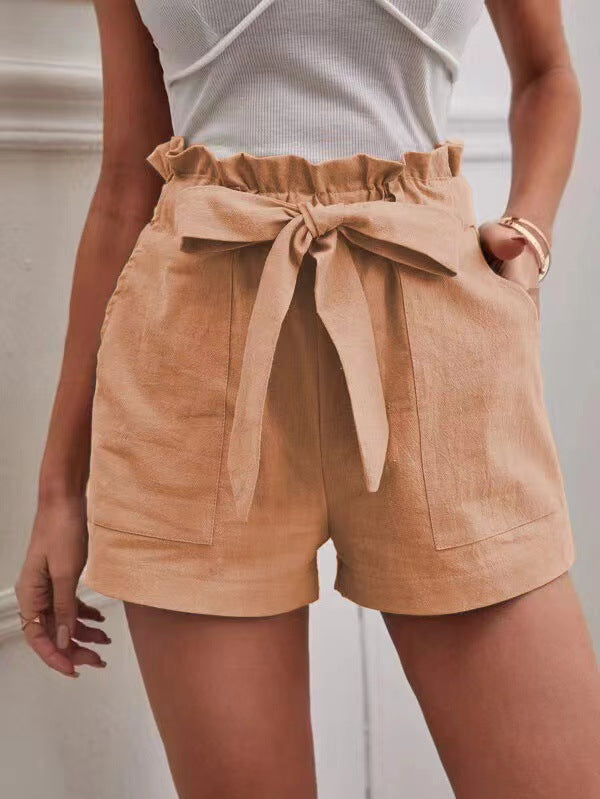 Women High-Waisted Shorts with Tied Detail Ivyshape