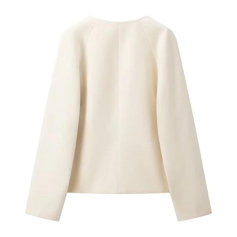 Women elegant short jacket with practical buckle closures Ivyshape