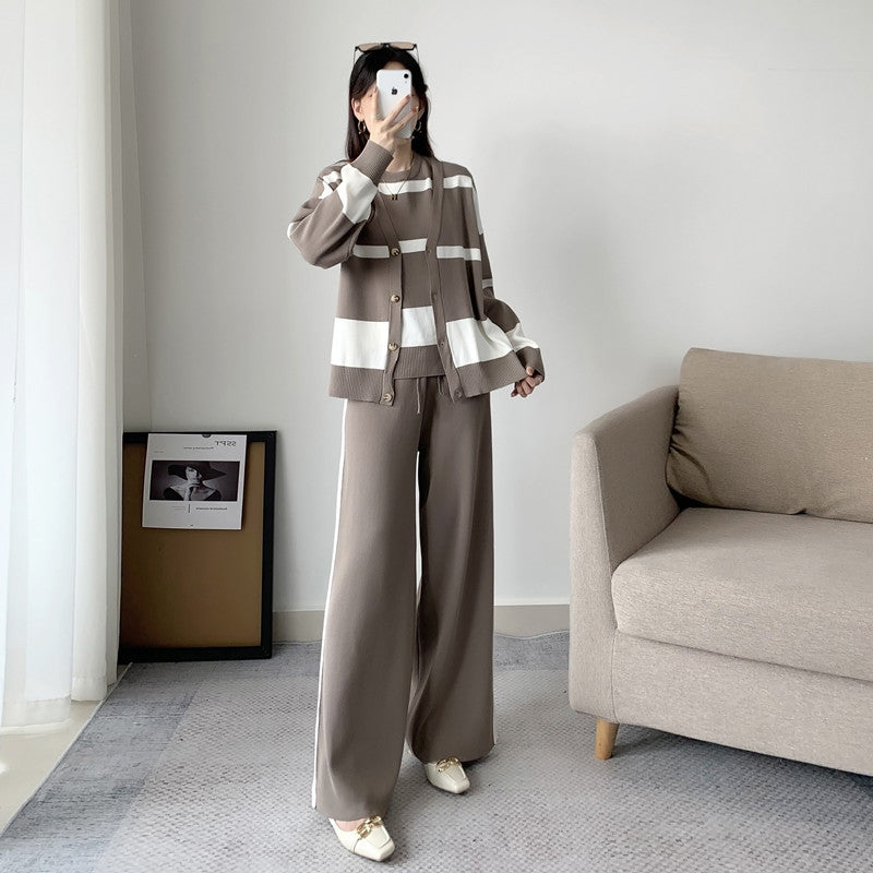 IvyShape | Slimming Stripe Knit Three-Piece Set