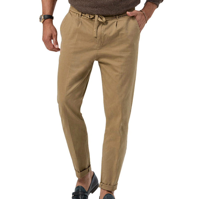 Men's relaxed chino pants with adjustable drawstring and side pockets Ivyshape