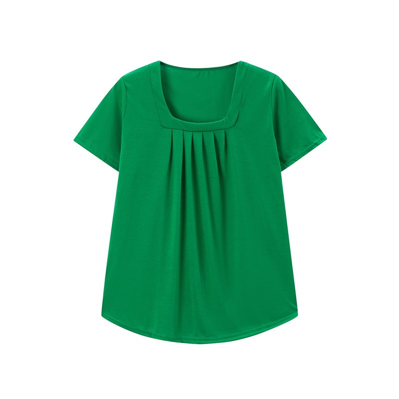 Women Pleated Square Neck Top Ivyshape