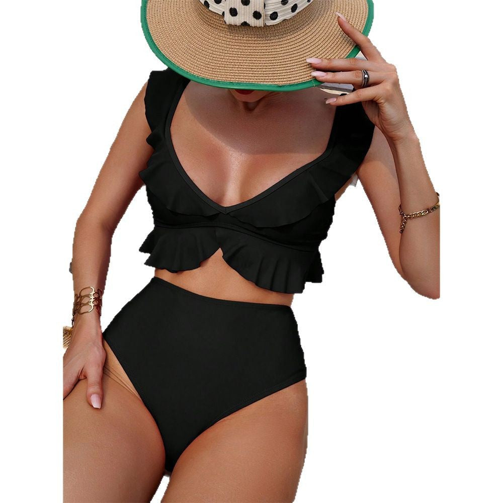 Women's bikini set with ruffle details and high-cut pants Ivyshape