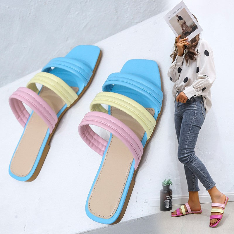 Ladies fashionable slides with wide straps Ivyshape