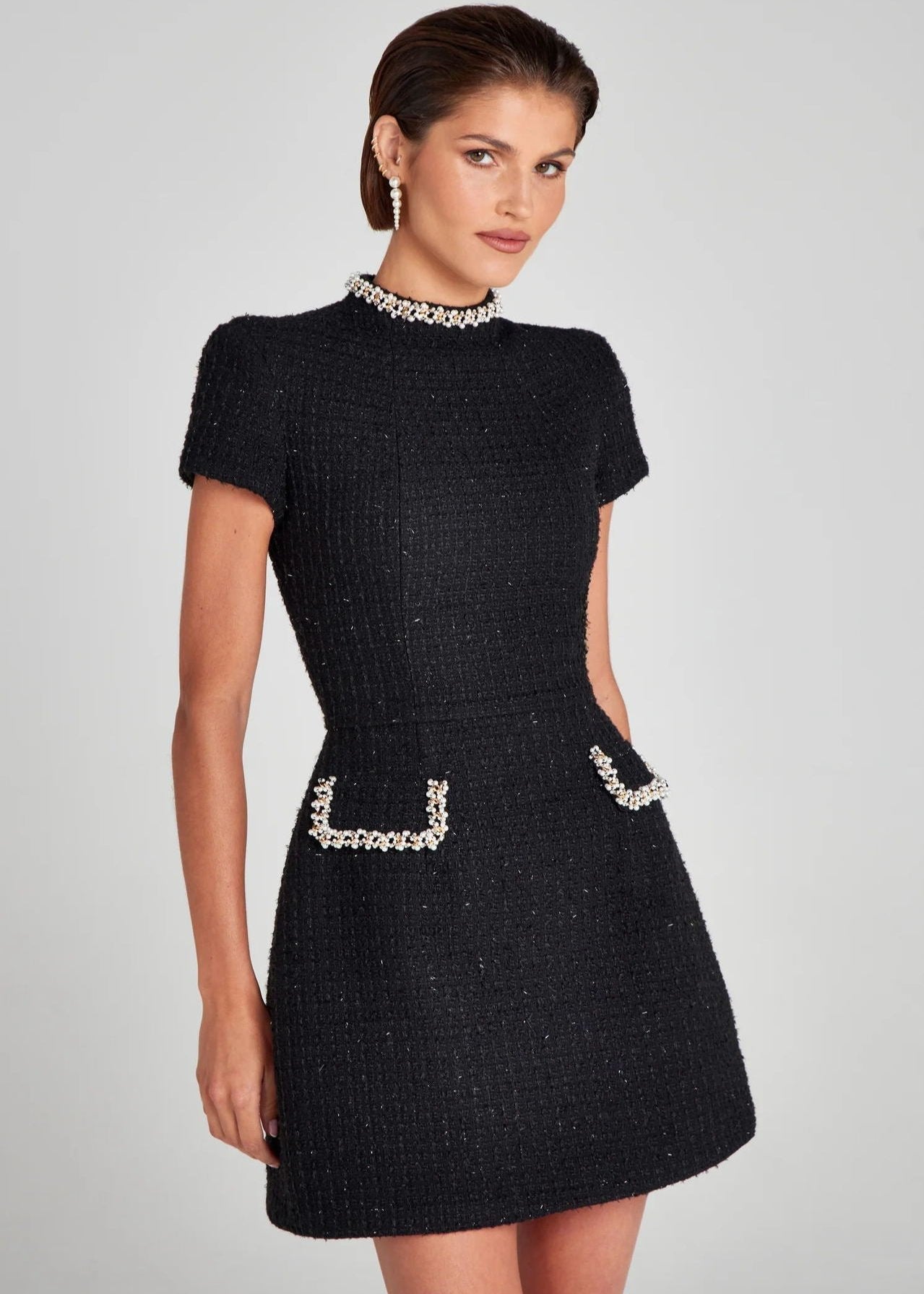 Ivyshape | Trim Tweed Mini Dress