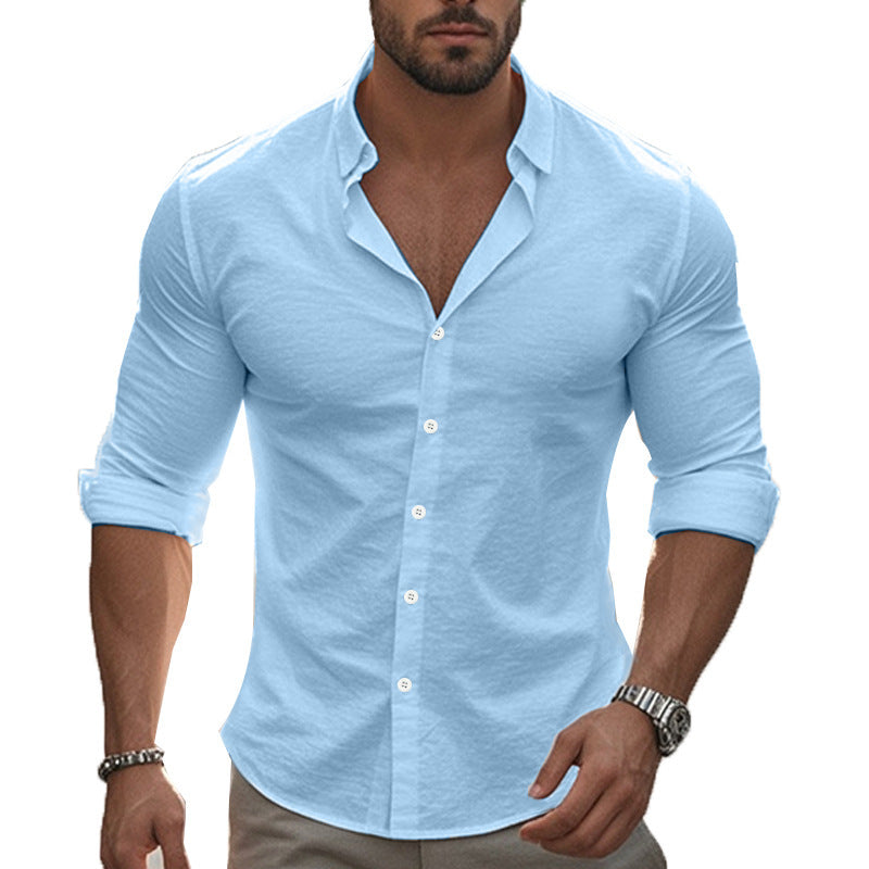 Men's comfortable and modern long-sleeve shirt with roll-up sleeves Ivyshape