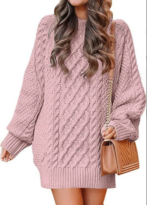 IvyShape | Cozy Oversized Cable Knit Warm Sweater Dress