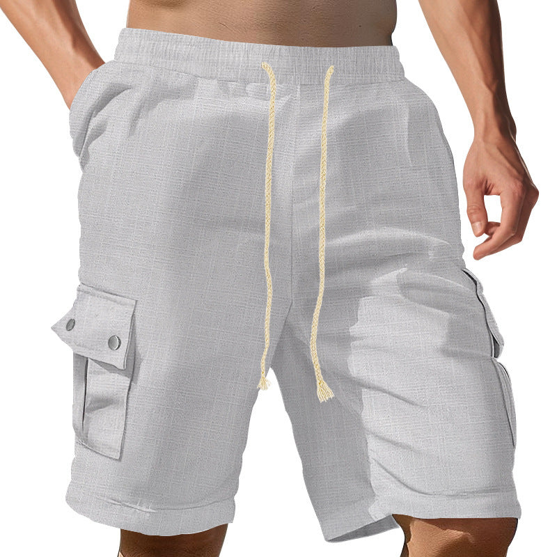 Men's cargo shorts with practical side pockets and adjustable waistband Ivyshape