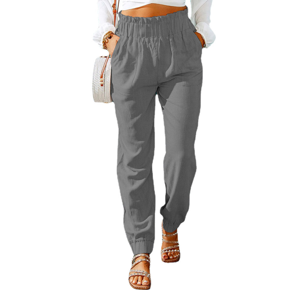 Women's Lightweight Trousers with Elastic Waistband and Practical Pockets Ivyshape