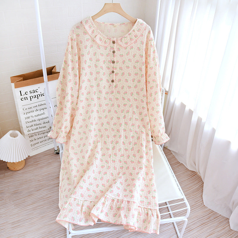 Ivyshape | Sleeve Crepe Sleeping Dress with Wooden Ear Collar