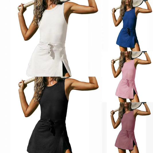 Women's Sporty Casual Dress with High Waist and Side Slit Ivyshape