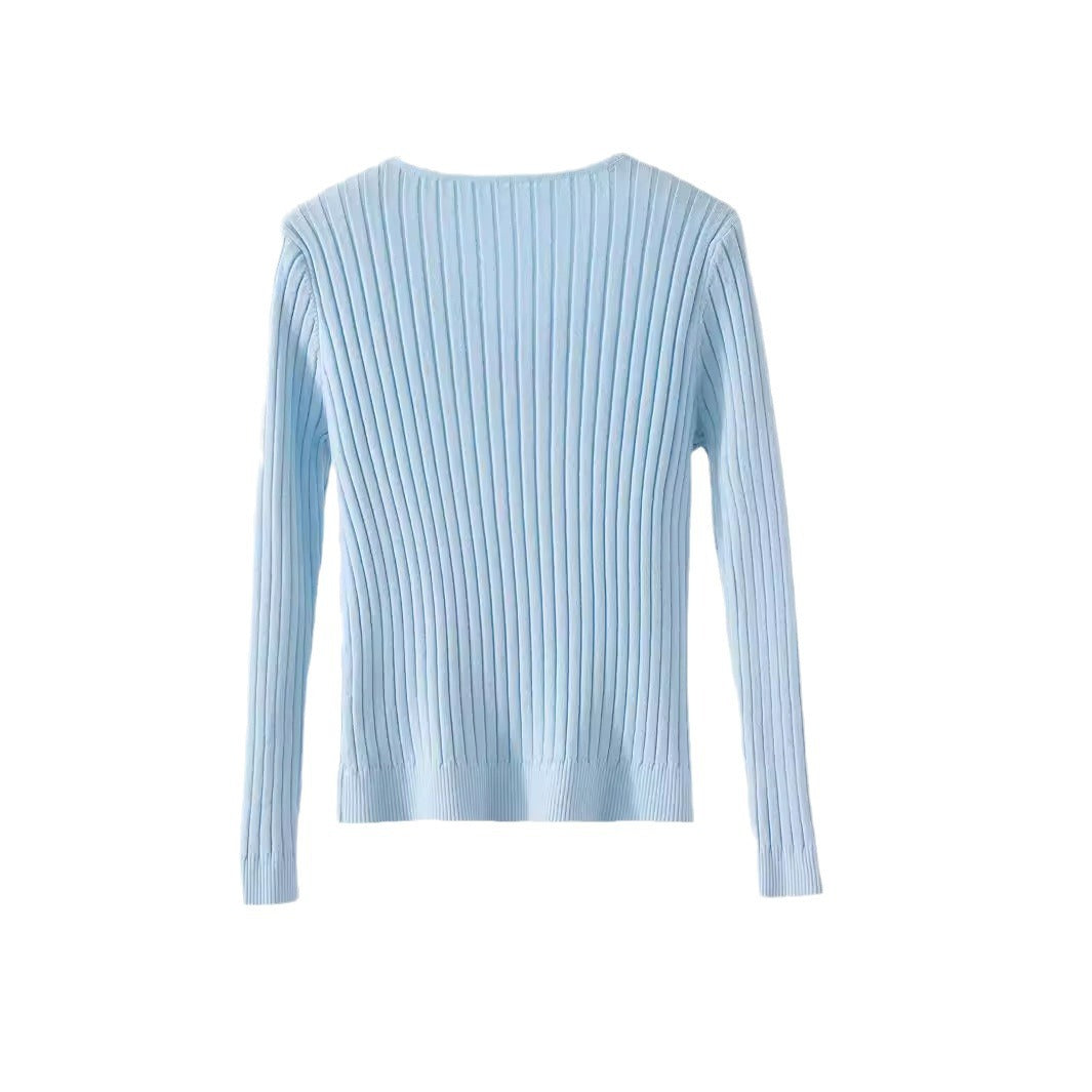 IvyShape | Long Sleeve Slim Fit Knitted Top