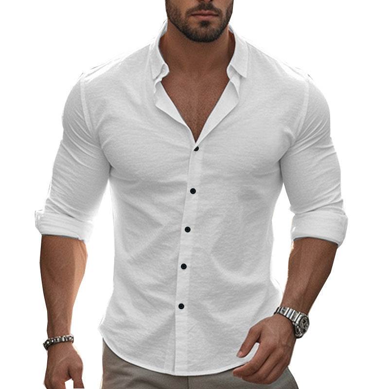 Men's comfortable and modern long-sleeve shirt with roll-up sleeves Ivyshape