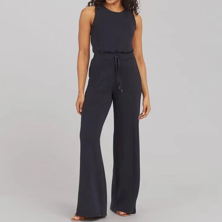 IvyShape | Comfortable Solid Color Sleeveless Jumpsuit