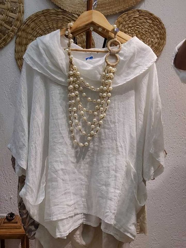 Women's Oversize Blouse with Generous Collar Ivyshape