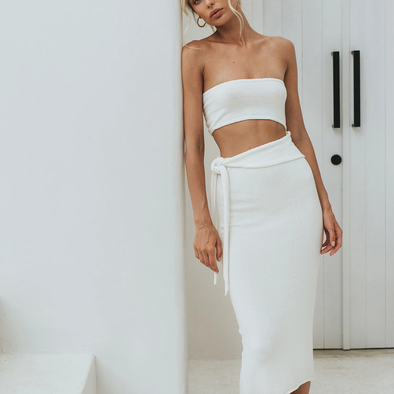 Ivyshape | Up Knitted Dress with Cutout Backless Tube Top