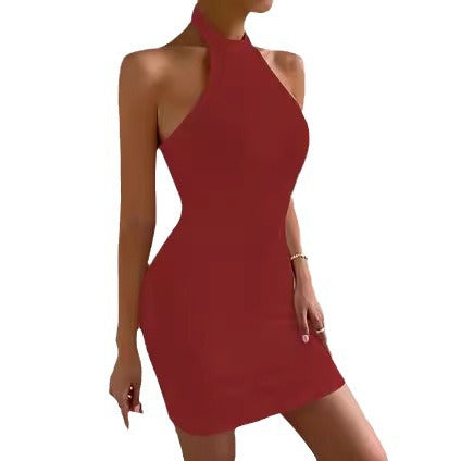 Women's Fitted Mini Dress with High Collar and Ribbed Texture Ivyshape
