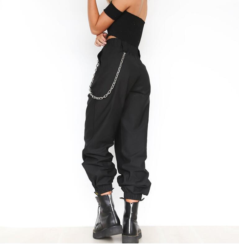 Women's baggy pants with chain details and comfortable waistband Ivyshape