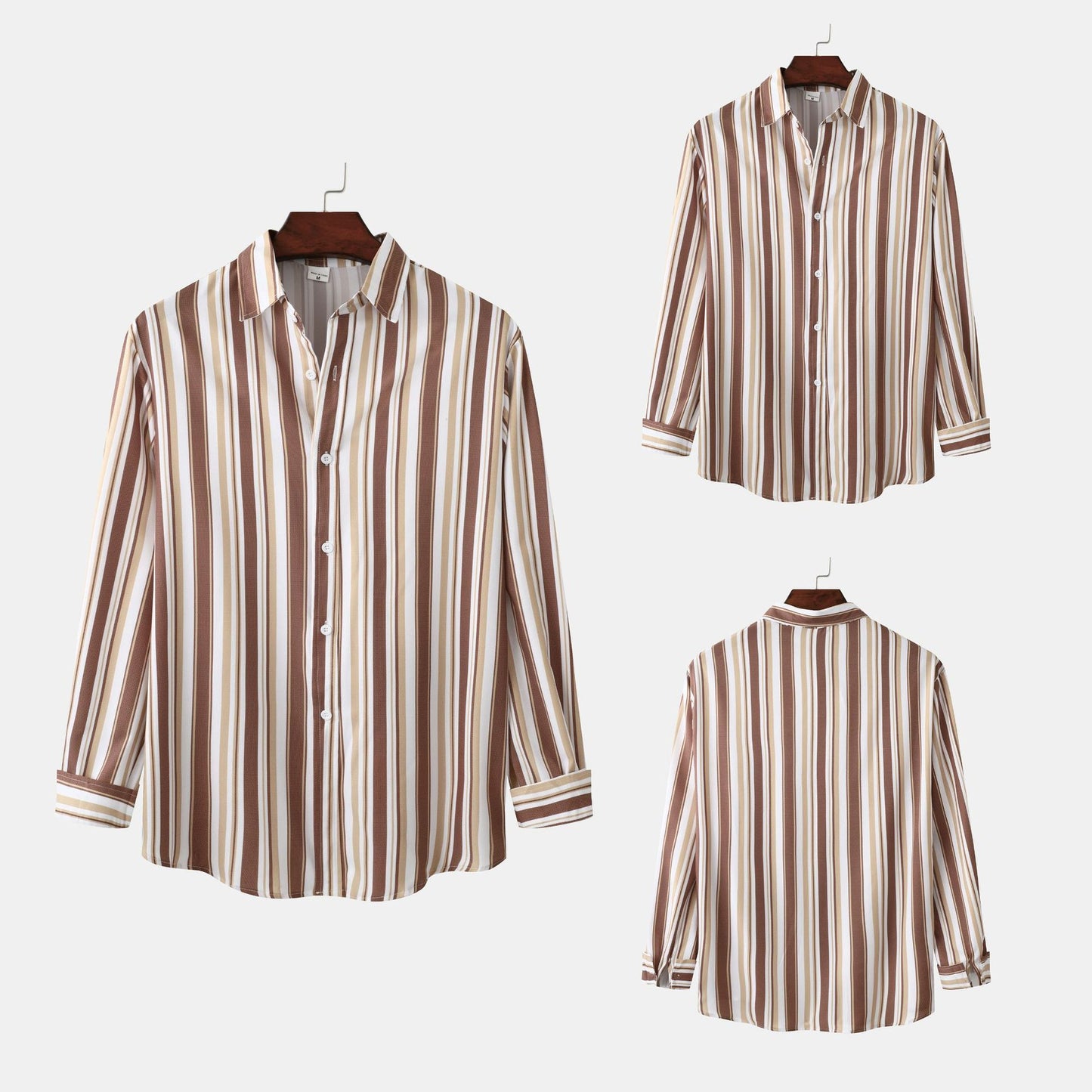 Men's long-sleeve shirt with modern stripe pattern and comfortable fit Ivyshape