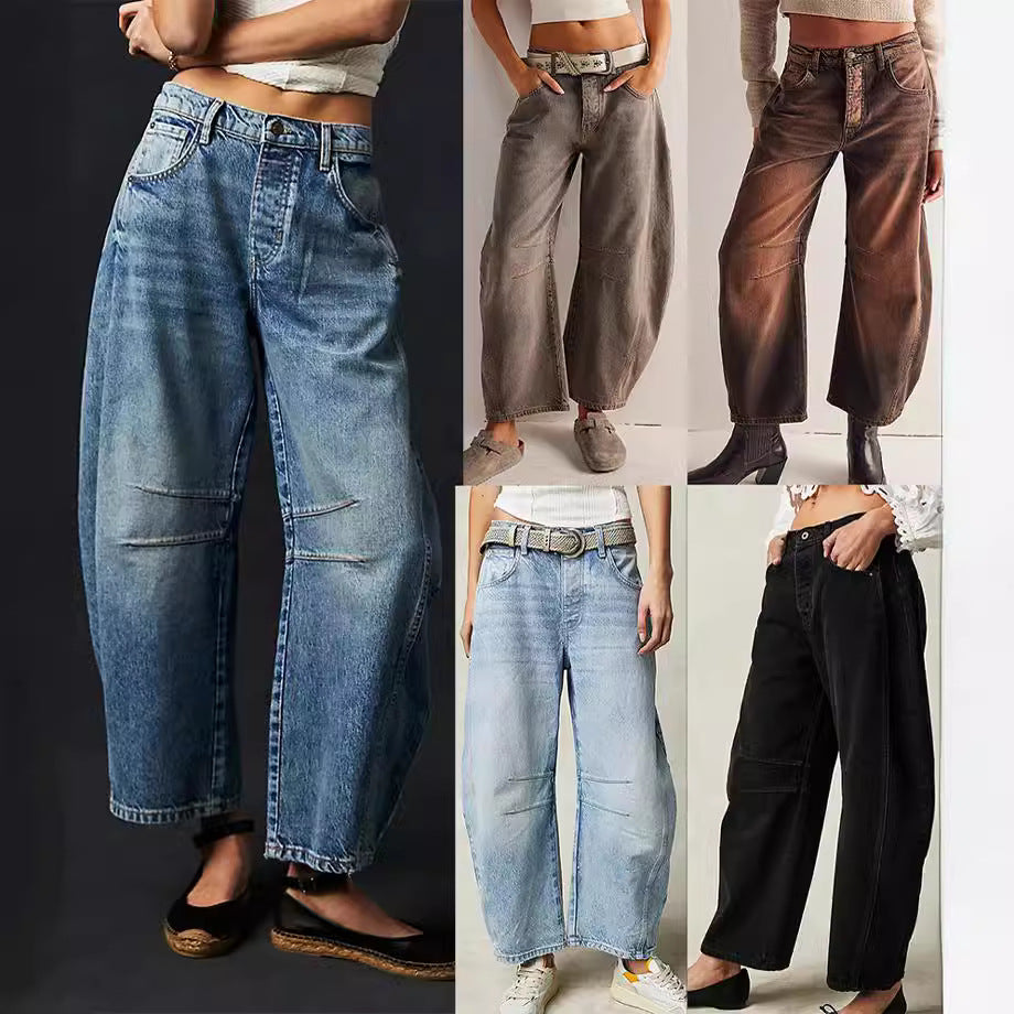 Ivyshape | Waiste Wide Leg Denim Jeans