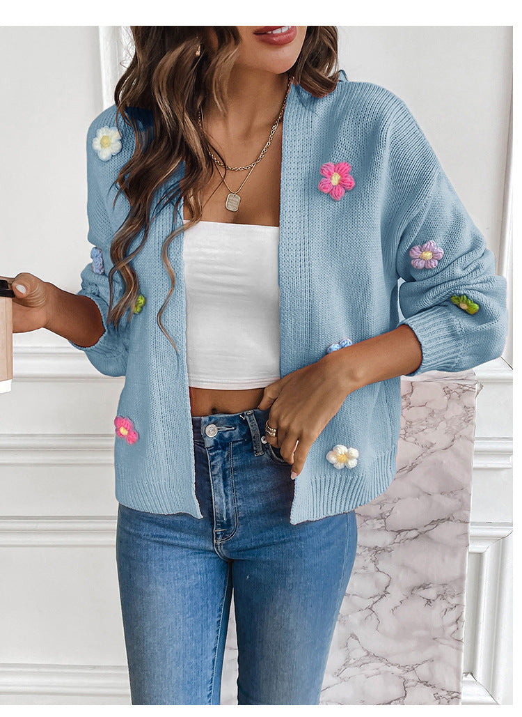 IvyShape | Hand-crocheted floral knitted cardigan