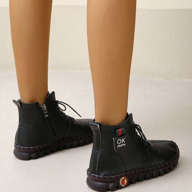 Ladies Leather Ankle Boots Ivyshape