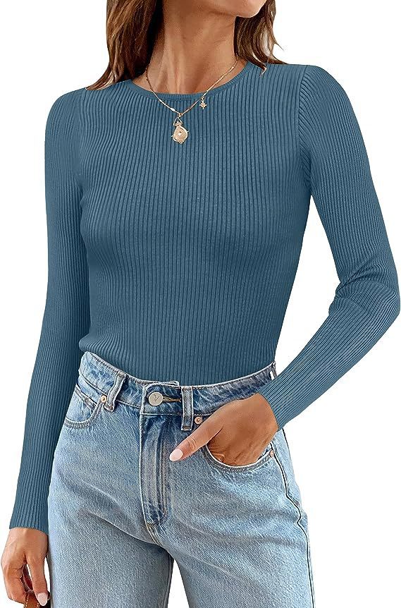 Women's Long Sleeve Shirt with Fine Ribbed Knit Design Ivyshape