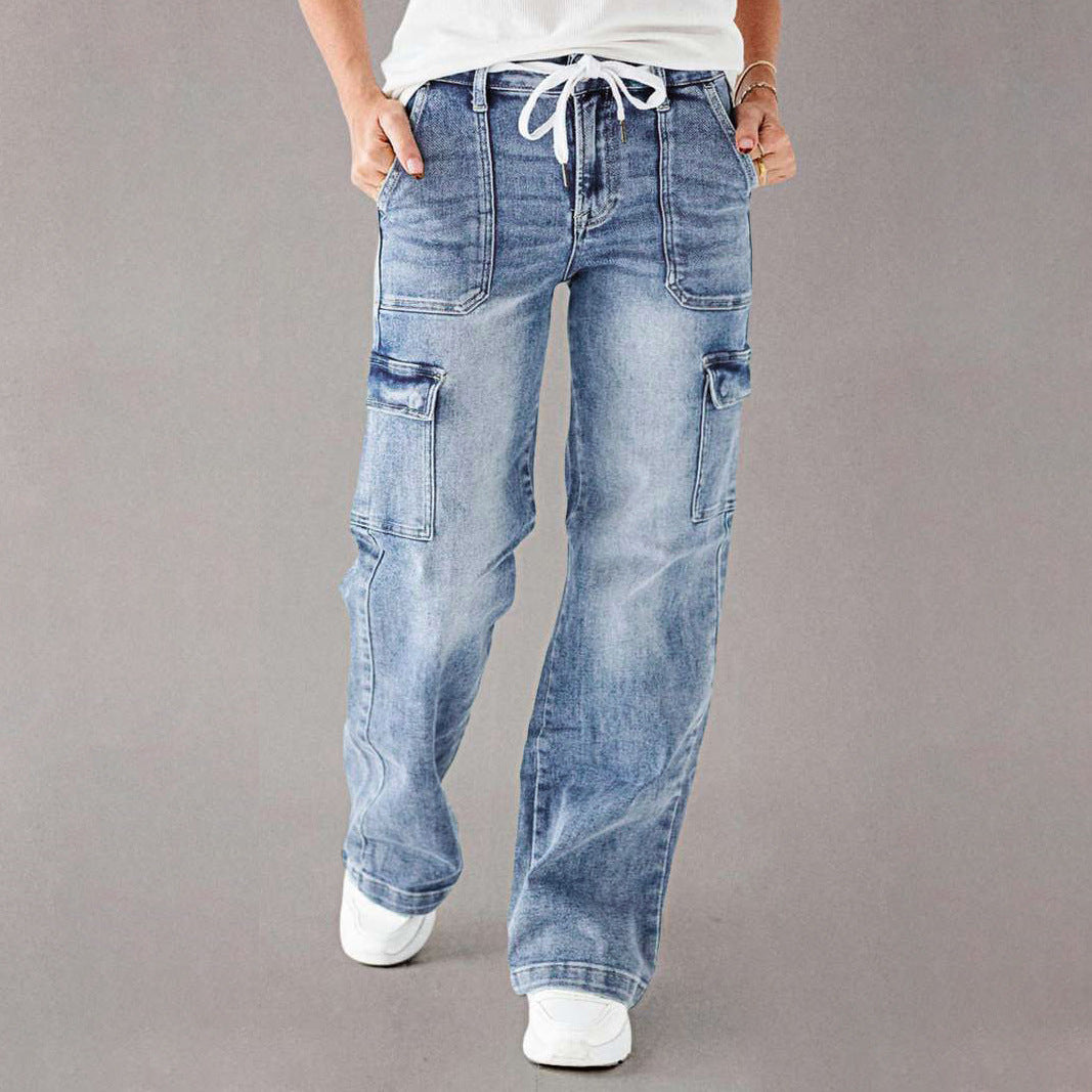 Women Cargo Jeans with a casual cut and practical pockets Ivyshape