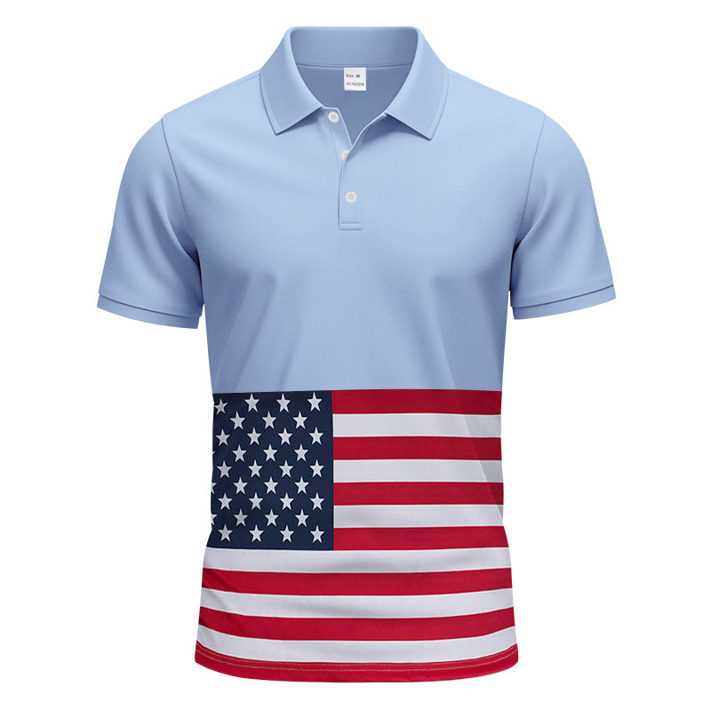 Men's polo shirt with unique flag motif and modern Ivyshape fit