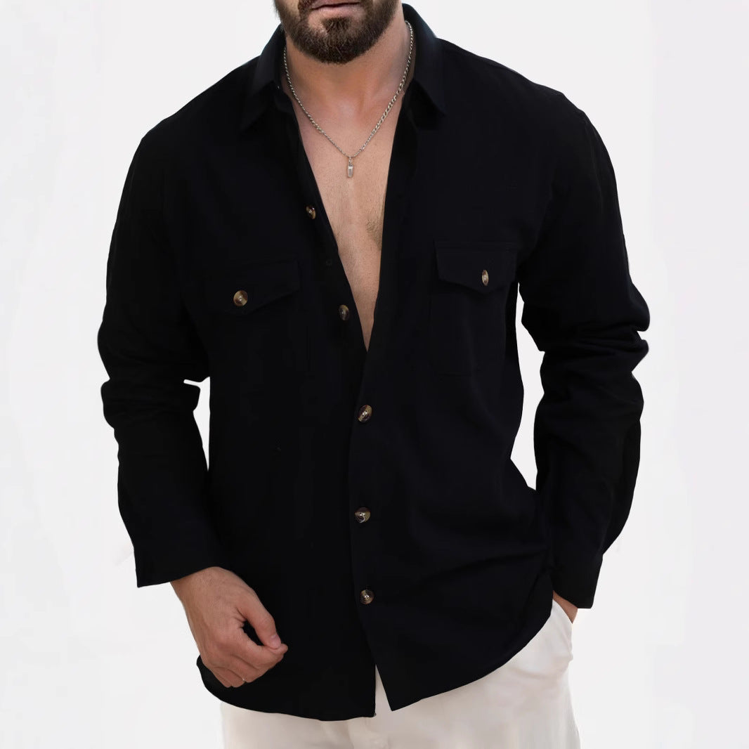 Men's casual shirt with modern buttons and practical chest pockets Ivyshape